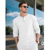 imageMAGCOMSEN Mens Henley Long Sleeve Shirt Cotton Lightweight Tee Shirts Casual Basic Tees with PocketWhite