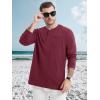 imageMAGCOMSEN Mens Henley Long Sleeve Shirt Cotton Lightweight Tee Shirts Casual Basic Tees with PocketWine Red