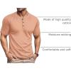 imageMAGCOMSEN Mens Henley Short Sleeve Shirt Cotton Lightweight 3 Button Tops Vintage Casual Summer TShirt Soft FashionApricot