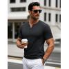 imageMAGCOMSEN Mens Henley Short Sleeve Shirt Cotton Lightweight 3 Button Tops Vintage Casual Summer TShirt Soft FashionBlack