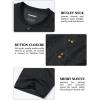 imageMAGCOMSEN Mens Henley Short Sleeve Shirt Cotton Lightweight 3 Button Tops Vintage Casual Summer TShirt Soft FashionBlack Heather