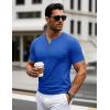 imageMAGCOMSEN Mens Henley Short Sleeve Shirt Cotton Lightweight 3 Button Tops Vintage Casual Summer TShirt Soft FashionBright Blue
