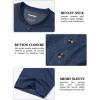 imageMAGCOMSEN Mens Henley Short Sleeve Shirt Cotton Lightweight 3 Button Tops Vintage Casual Summer TShirt Soft FashionDark Blue Heather