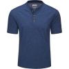 imageMAGCOMSEN Mens Henley Short Sleeve Shirt Cotton Lightweight 3 Button Tops Vintage Casual Summer TShirt Soft FashionDark Blue Heather
