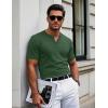 imageMAGCOMSEN Mens Henley Short Sleeve Shirt Cotton Lightweight 3 Button Tops Vintage Casual Summer TShirt Soft FashionDark Green Heather
