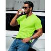 imageMAGCOMSEN Mens Henley Short Sleeve Shirt Cotton Lightweight 3 Button Tops Vintage Casual Summer TShirt Soft FashionFluorescent Green