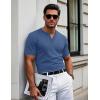 imageMAGCOMSEN Mens Henley Short Sleeve Shirt Cotton Lightweight 3 Button Tops Vintage Casual Summer TShirt Soft FashionGrey Blue Heather