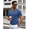 imageMAGCOMSEN Mens Henley Short Sleeve Shirt Cotton Lightweight 3 Button Tops Vintage Casual Summer TShirt Soft FashionGrey Blue Heather