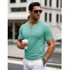 imageMAGCOMSEN Mens Henley Short Sleeve Shirt Cotton Lightweight 3 Button Tops Vintage Casual Summer TShirt Soft FashionGrey Green