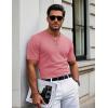 imageMAGCOMSEN Mens Henley Short Sleeve Shirt Cotton Lightweight 3 Button Tops Vintage Casual Summer TShirt Soft FashionGrey Pink