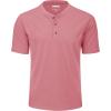 imageMAGCOMSEN Mens Henley Short Sleeve Shirt Cotton Lightweight 3 Button Tops Vintage Casual Summer TShirt Soft FashionGrey Pink