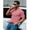 imageMAGCOMSEN Mens Henley Short Sleeve Shirt Cotton Lightweight 3 Button Tops Vintage Casual Summer TShirt Soft FashionGrey Pink