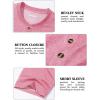 imageMAGCOMSEN Mens Henley Short Sleeve Shirt Cotton Lightweight 3 Button Tops Vintage Casual Summer TShirt Soft FashionGrey Pink Heather
