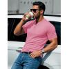 imageMAGCOMSEN Mens Henley Short Sleeve Shirt Cotton Lightweight 3 Button Tops Vintage Casual Summer TShirt Soft FashionGrey Pinkcotton Blend