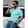 imageMAGCOMSEN Mens Henley Short Sleeve Shirt Cotton Lightweight 3 Button Tops Vintage Casual Summer TShirt Soft FashionLake Blue