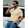 imageMAGCOMSEN Mens Henley Short Sleeve Shirt Cotton Lightweight 3 Button Tops Vintage Casual Summer TShirt Soft FashionLight Apricot