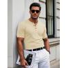 imageMAGCOMSEN Mens Henley Short Sleeve Shirt Cotton Lightweight 3 Button Tops Vintage Casual Summer TShirt Soft FashionLight Apricot