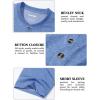 imageMAGCOMSEN Mens Henley Short Sleeve Shirt Cotton Lightweight 3 Button Tops Vintage Casual Summer TShirt Soft FashionLight Blue Heather