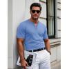 imageMAGCOMSEN Mens Henley Short Sleeve Shirt Cotton Lightweight 3 Button Tops Vintage Casual Summer TShirt Soft FashionLight Blue Heather