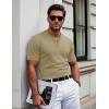imageMAGCOMSEN Mens Henley Short Sleeve Shirt Cotton Lightweight 3 Button Tops Vintage Casual Summer TShirt Soft FashionLight Brown