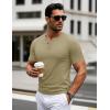 imageMAGCOMSEN Mens Henley Short Sleeve Shirt Cotton Lightweight 3 Button Tops Vintage Casual Summer TShirt Soft FashionLight Brown