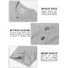 imageMAGCOMSEN Mens Henley Short Sleeve Shirt Cotton Lightweight 3 Button Tops Vintage Casual Summer TShirt Soft FashionLight Grey
