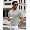 imageMAGCOMSEN Mens Henley Short Sleeve Shirt Cotton Lightweight 3 Button Tops Vintage Casual Summer TShirt Soft FashionLight Grey