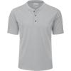 imageMAGCOMSEN Mens Henley Short Sleeve Shirt Cotton Lightweight 3 Button Tops Vintage Casual Summer TShirt Soft FashionLight Grey