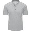 imageMAGCOMSEN Mens Henley Short Sleeve Shirt Cotton Lightweight 3 Button Tops Vintage Casual Summer TShirt Soft FashionLight Grey Heather