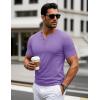 imageMAGCOMSEN Mens Henley Short Sleeve Shirt Cotton Lightweight 3 Button Tops Vintage Casual Summer TShirt Soft FashionLight Purple