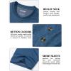 imageMAGCOMSEN Mens Henley Short Sleeve Shirt Cotton Lightweight 3 Button Tops Vintage Casual Summer TShirt Soft FashionMedium Blue Heather