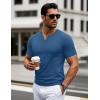 imageMAGCOMSEN Mens Henley Short Sleeve Shirt Cotton Lightweight 3 Button Tops Vintage Casual Summer TShirt Soft FashionMedium Blue Heather