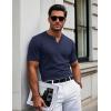 imageMAGCOMSEN Mens Henley Short Sleeve Shirt Cotton Lightweight 3 Button Tops Vintage Casual Summer TShirt Soft FashionNavy