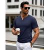 imageMAGCOMSEN Mens Henley Short Sleeve Shirt Cotton Lightweight 3 Button Tops Vintage Casual Summer TShirt Soft FashionNavy