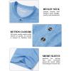 imageMAGCOMSEN Mens Henley Short Sleeve Shirt Cotton Lightweight 3 Button Tops Vintage Casual Summer TShirt Soft FashionSky Blue Heather