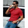 imageMAGCOMSEN Mens Henley Short Sleeve Shirt Cotton Lightweight 3 Button Tops Vintage Casual Summer TShirt Soft FashionTomato