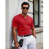 imageMAGCOMSEN Mens Henley Short Sleeve Shirt Cotton Lightweight 3 Button Tops Vintage Casual Summer TShirt Soft FashionTomato