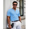 imageMAGCOMSEN Mens Henley Short Sleeve Shirt Cotton Lightweight 3 Button Tops Vintage Casual Summer TShirt Soft FashionWaterfall Blue