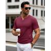 imageMAGCOMSEN Mens Henley Short Sleeve Shirt Cotton Lightweight 3 Button Tops Vintage Casual Summer TShirt Soft FashionWine Red