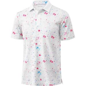 imageMAGCOMSEN Mens Golf Shirt Short Sleeve Dry Fit Moisture Wicking Golf Polos Casual Performance Print Collared Shirt MenColor White