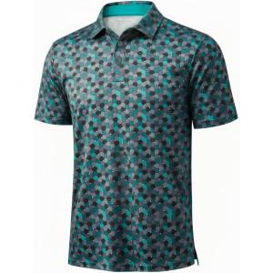 imageMAGCOMSEN Mens Golf Shirt Short Sleeve Dry Fit Moisture Wicking Golf Polos Casual Performance Print Collared Shirt MenDeep Green