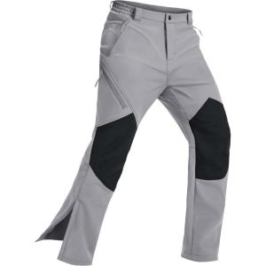 imageMAGCOMSEN Mens Snow Ski Waterproof Pants Winter Fleece Lined Insulated Work Outdoor Hiking Snowboard Pants 4 PocketsLight Gray