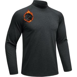 imageMAGCOMSEN Mens Thermal Shirts Long Sleeve Fleece Lined Base Layer Undershirts Athletic Warm Winter Workout TopBlack