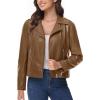 imageMAGCOMSEN Womens Leather Casual Jacket Lightweight Faux Leather Fall Spring Biker Vintage JacketsBrown