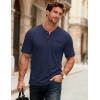 imageMAGCOMSEN Mens Henley Short Sleeve Shirt Cotton Lightweight Tee Shirts Casual Summer Basic Tees with PocketNavy Blue