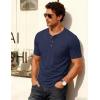 imageMAGCOMSEN Mens Henley Short Sleeve Shirt Cotton Lightweight Tee Shirts Casual Summer Basic Tees with PocketNavy Blue