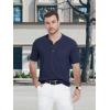 imageMAGCOMSEN Mens Henley Short Sleeve Shirt Cotton Lightweight Tee Shirts Casual Summer Basic Tees with PocketNavy Blue