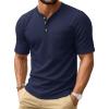 imageMAGCOMSEN Mens Henley Short Sleeve Shirt Cotton Lightweight Tee Shirts Casual Summer Basic Tees with PocketNavy Blue