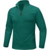 imageMAGCOMSEN Mens Quarter Zip Pullover Fleece Lined Long Sleeve Golf Shirts 14 Zip Thermal Running Athletic SweatshirtsEmerald Green