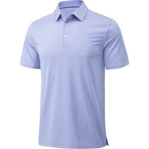 imageMAGCOMSEN Mens Polo Shirts Short Sleeve Striped Golf Polos Dry Fit Casual Collared ShirtLight Pink